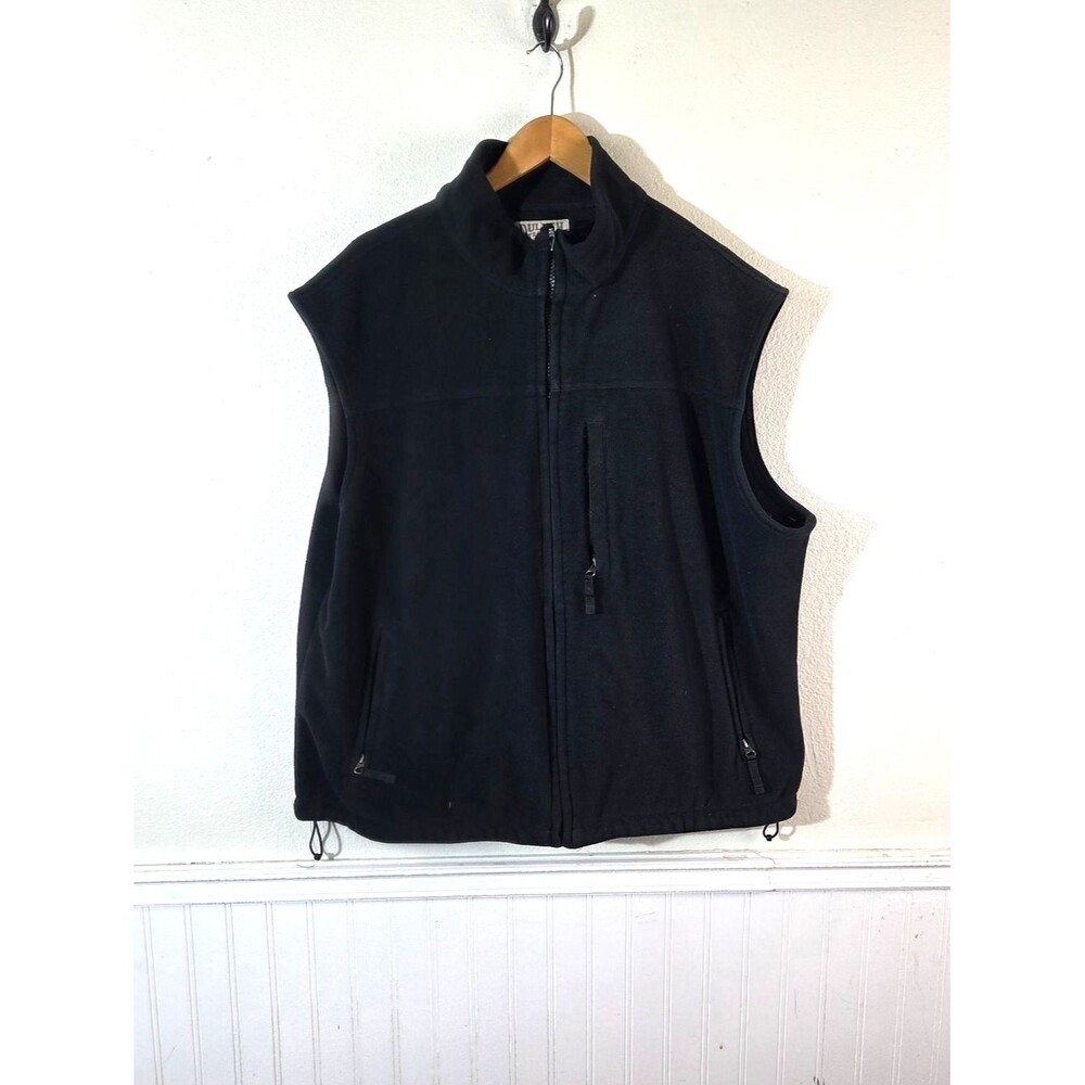 Duluth Trading Co Mens 2XL Black Fleece Vest Full Zip Pockets Outdoor Workwear